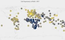 Продолжительность жизни людей в различных странах мира